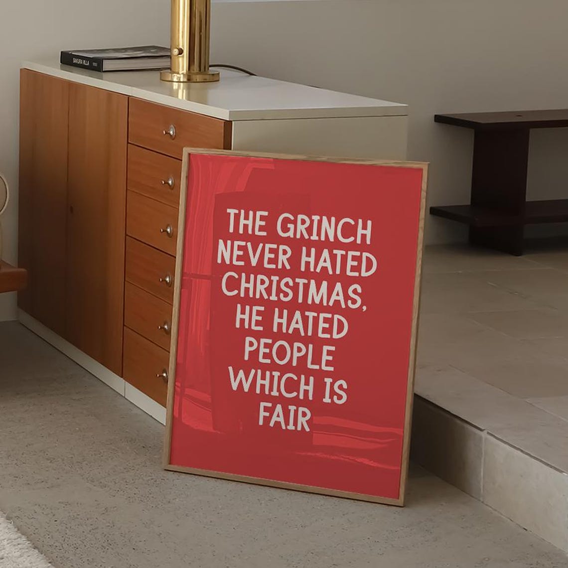 Grinch Never Hated Christmas Funny Red Sarcastic Quote Poster - Image 2