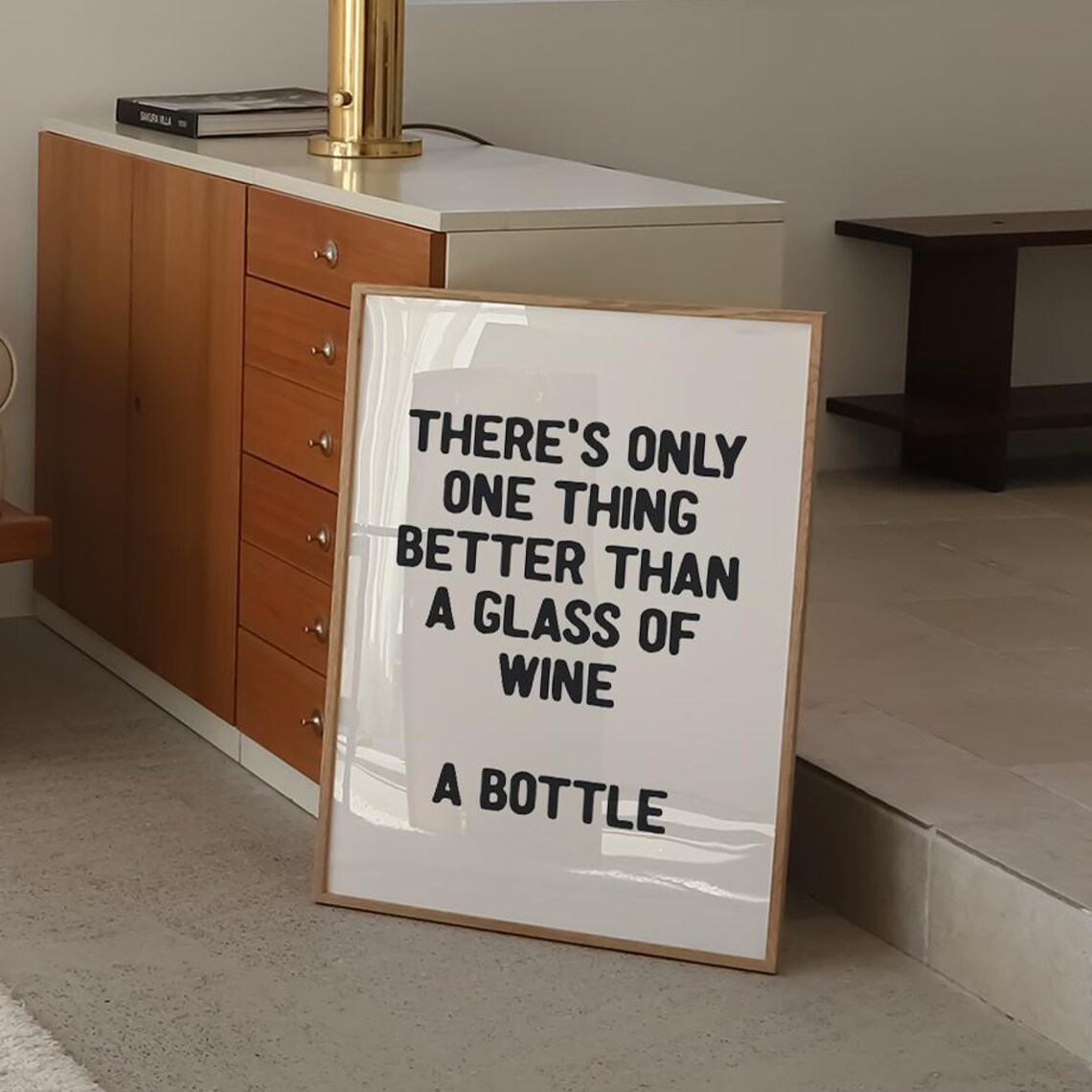 Only One Thing Better Than Wine A Bottle Funny Wine Quote Print - Image 2