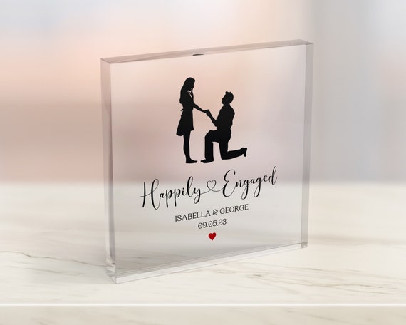 Engagement Gifts Personalised Engagement Present Unique Engagement Gifts Fiancee Gifts Engagement Keepsake Acrylic Block E3