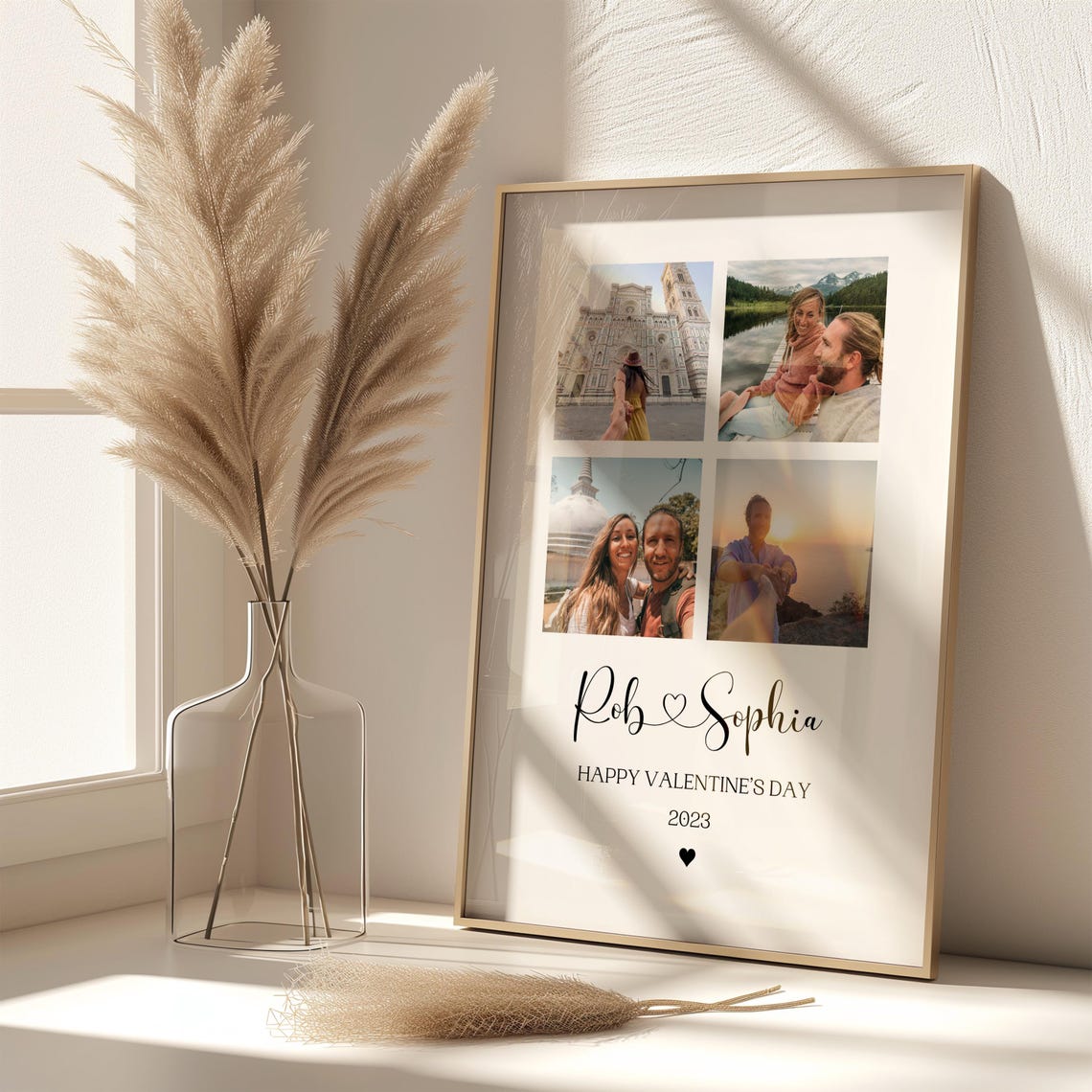 Personalized Couple Photo Collage Print Happy Valentine's Day 2023