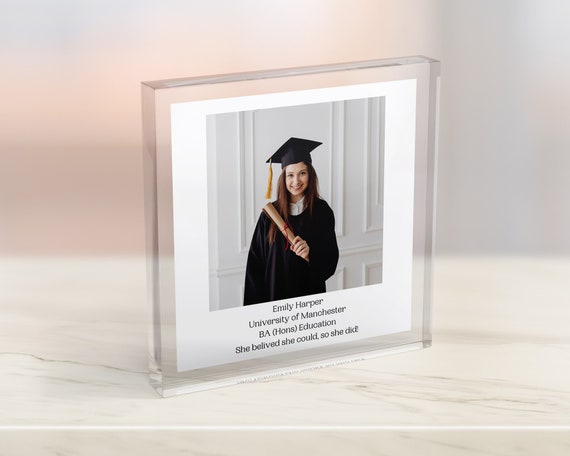 Personalized Graduation Photo Acrylic Block She Believed Quote Print