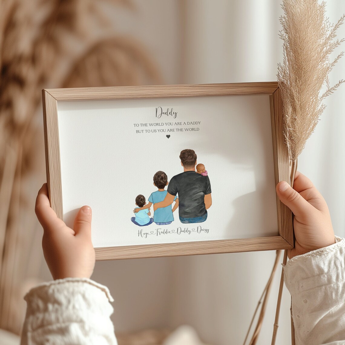 To The World You Are A Daddy Three Kids Heartfelt Poem Portrait Poster