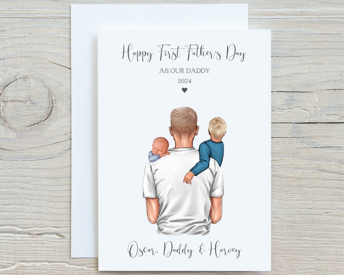 Personalized First Father's Day as Our Daddy Print with Two Sons