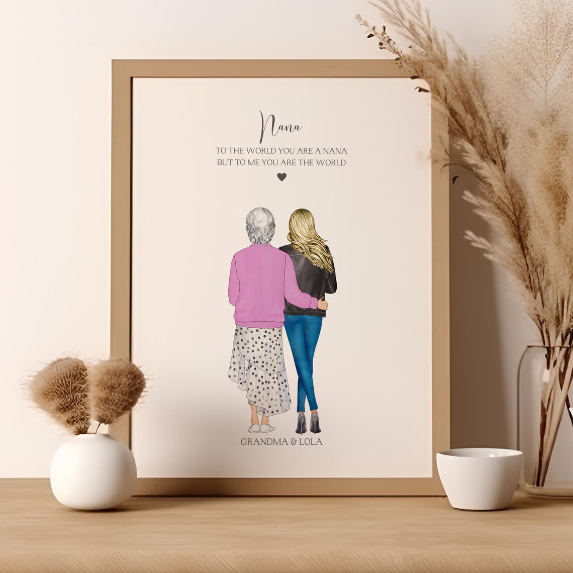 Personalised Nana You Are The World Granddaughter Illustrated Print
