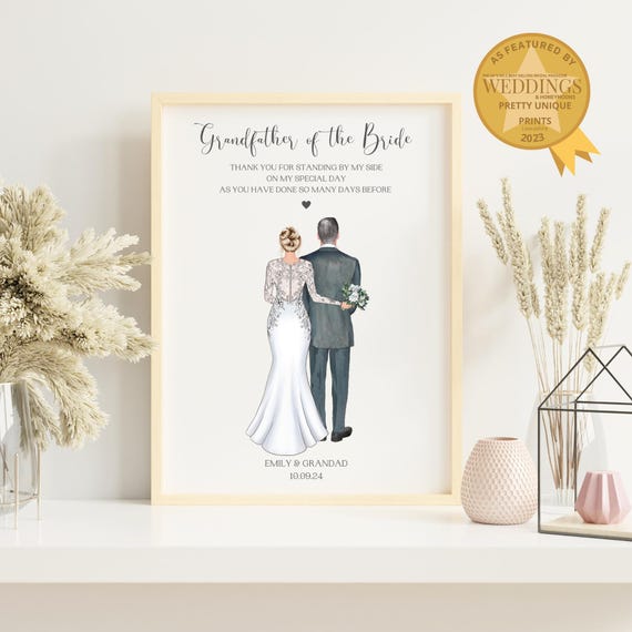 Gift From Bride To Grandad On Wedding Day Gift For Grandad On My Wedding Day Personalised Grandfather Of The Bride Print Gift From Bride