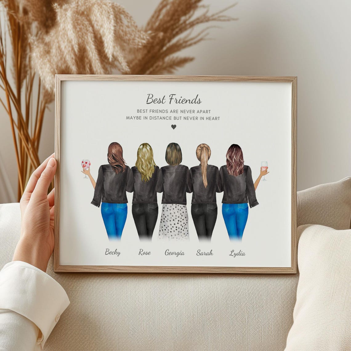 Personalised Best Friends Group of Five Celebration Art Poster