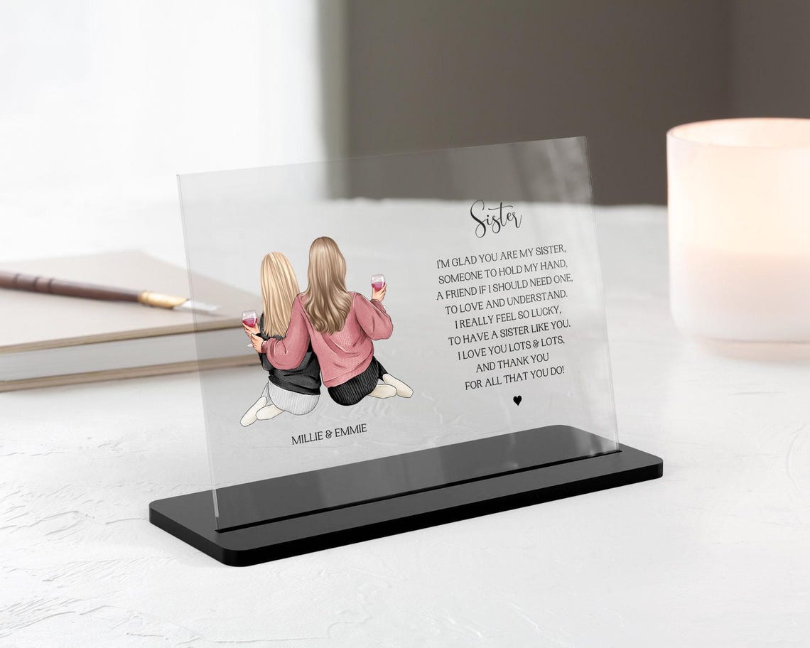 Personalised Sister Poem Acrylic Plaque Print Friendship Gift