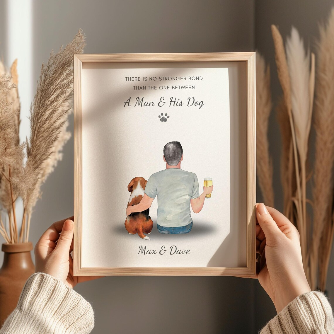 Personalised Dog Dad Gift Dog And Owner Print Pet And Owner Gift Dog Owner Gift Man And His Dog Dog Print Custom Dog Portrait