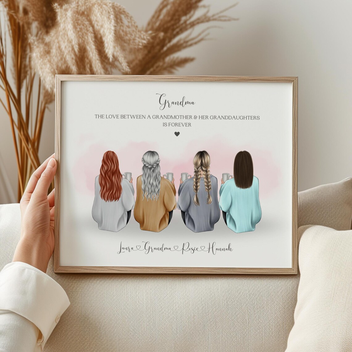 Personalised Grandma and Granddaughters Coffee Time Art Poster