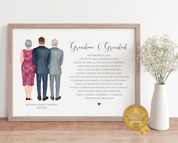 Personalised Grandma and Grandad of the Groom Poem Keepsake Poster