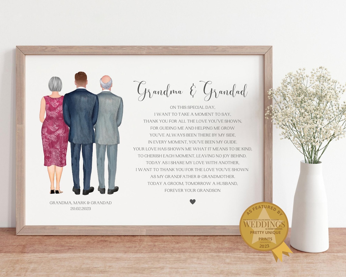 Personalised Grandma and Grandad of the Groom Poem Keepsake Poster
