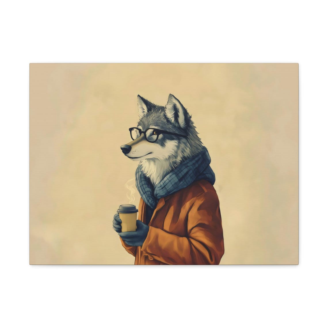 Hipster Coffee Wolf Maximalist Eclectic Victorian Print Bold Altered Party Portrait Fantasy Fun Colorful Renaissance Rustic Art - Image 2