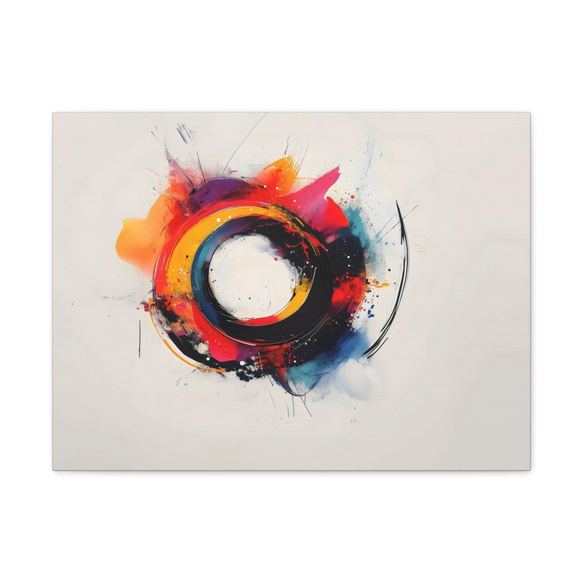 Colorful Abstract Paint Circle Splash Ring Modern Cream Poster - Image 2