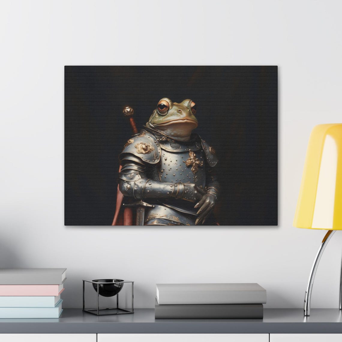 Maximalist Eclectic Medieval Knight Frog Print Bold Altered Animal Portrait Fantasy Fun Colorful Renaissance Rustic Art - Image 2