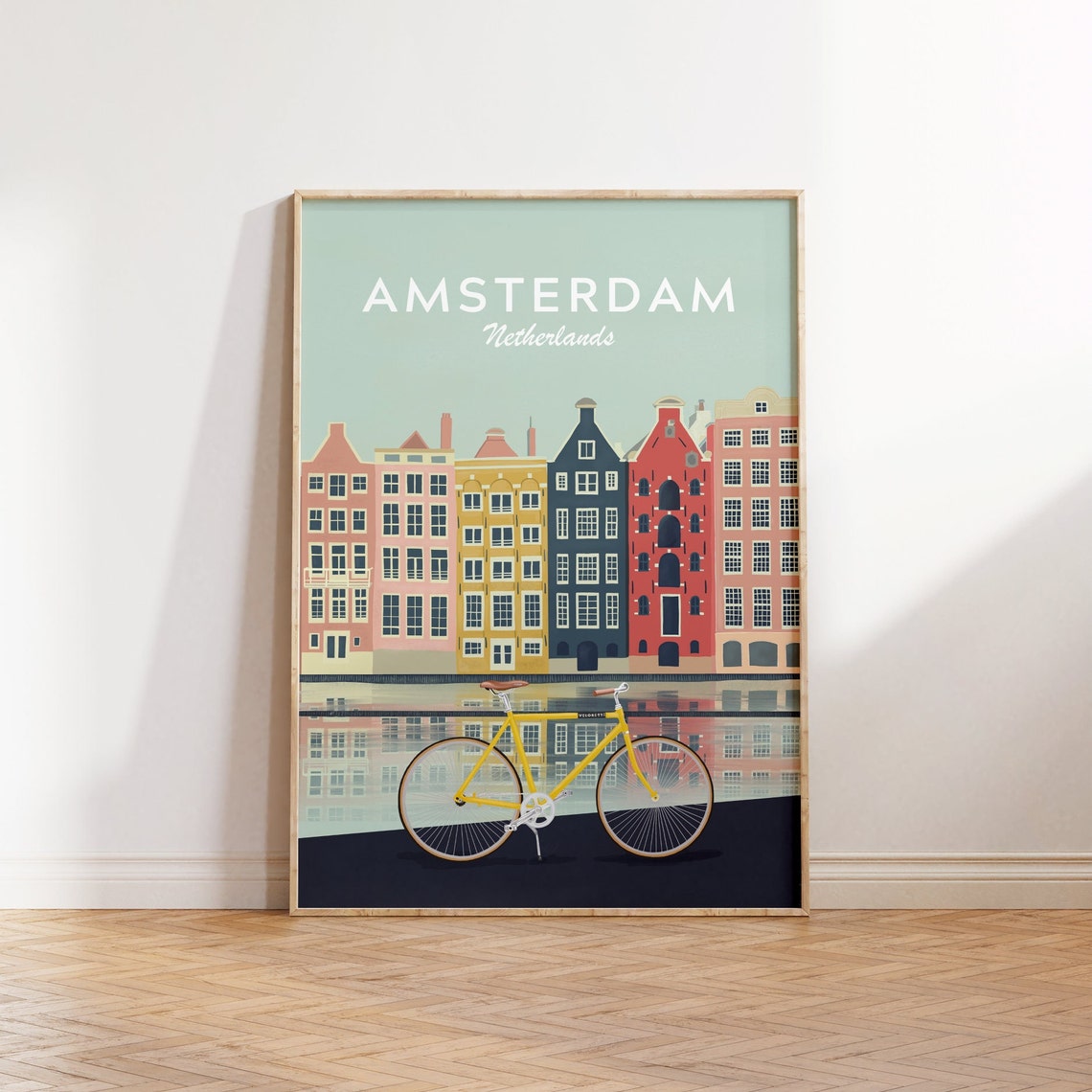 Amsterdam City Illustration Dutch Houses Poster Holland Travel Print Holland Poster Vintage Travel Art Amsterdam Holiday Birthday Gift - Image 2