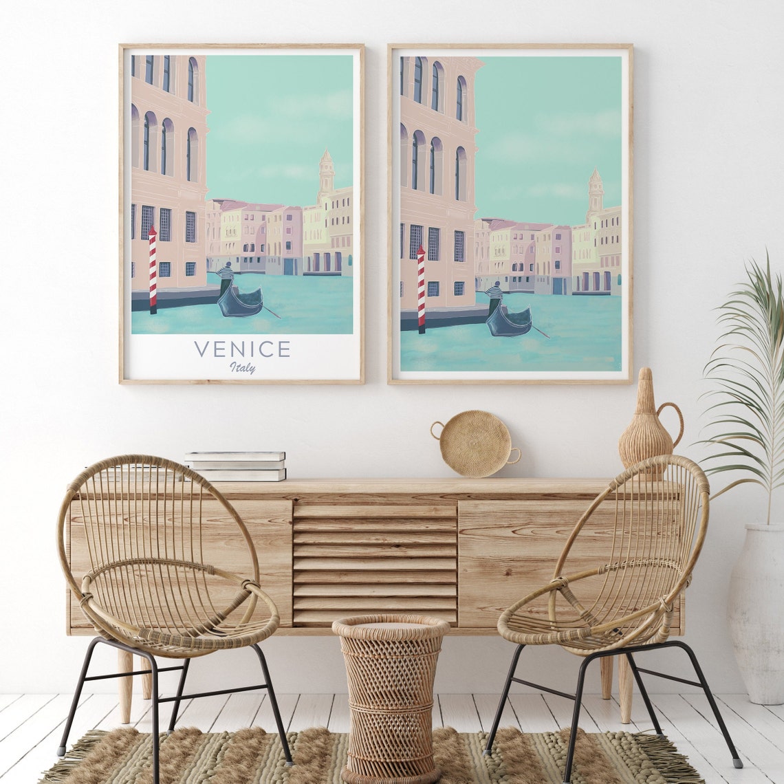 Italy Venice Illustration Venice Travel Print Italy Illustration Venice Wall Art Venice Gondola Print Italy Travel Poster Italy Print - Image 3
