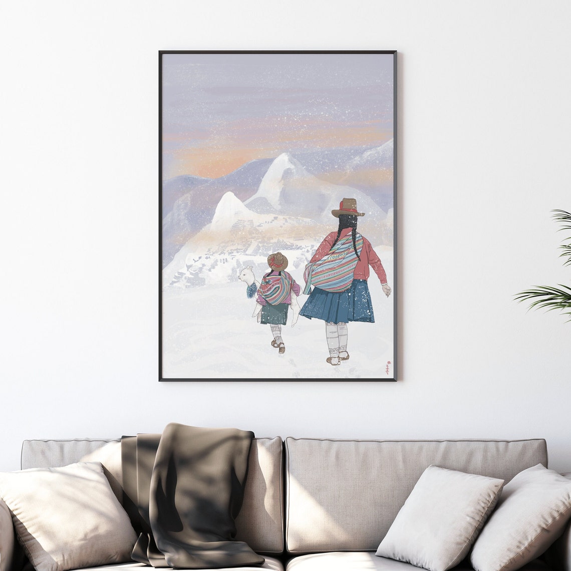 Machu Picchu Peru Alpaca Andean Women Sunrise Mountain Poster - Image 4