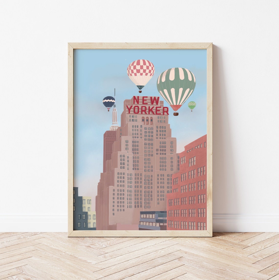 New York Illustration New York Travel Art Hot Air Balloons Wall Art Ny Travel Print Vintage Travel Poster New York Travel Poster - Image 4