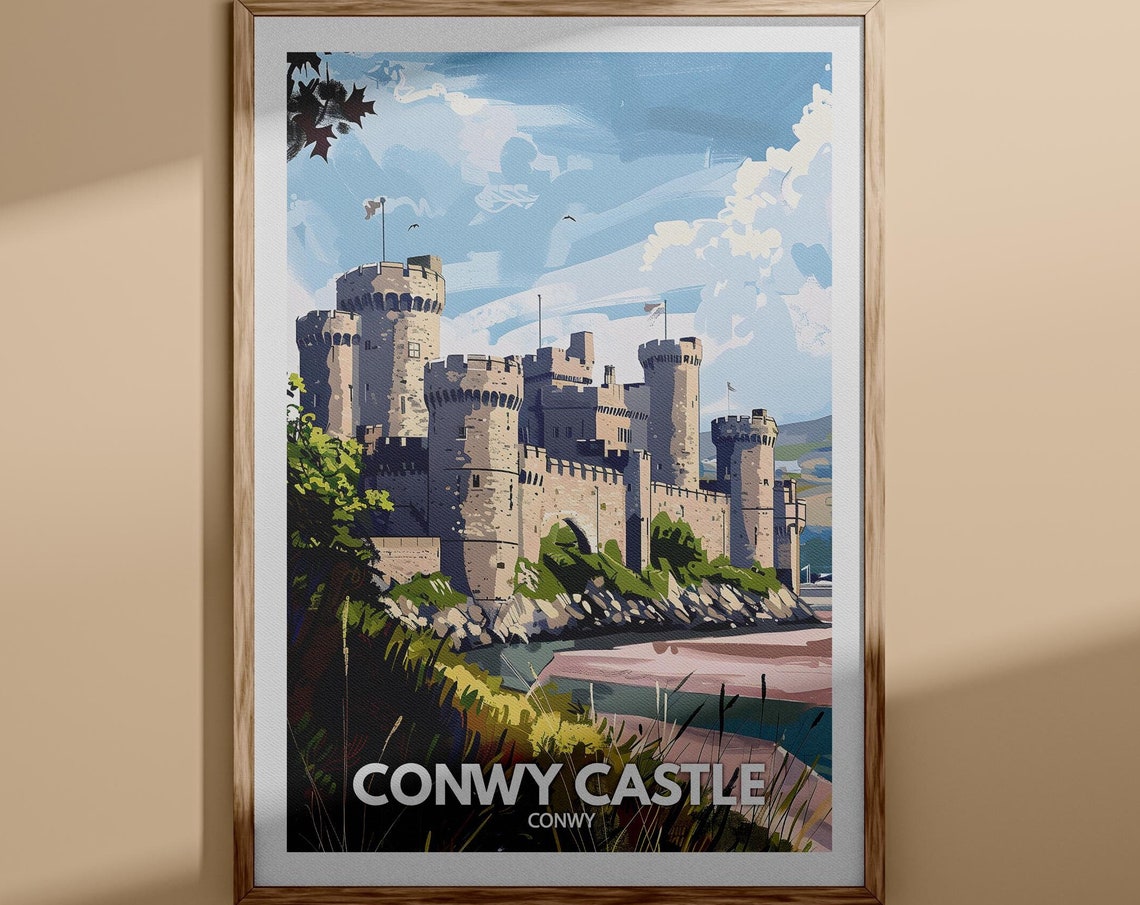 Conwy Castle Print Conwy Castle City Poster Uk Wall Art Conwy Wall Art Decor Conwy Travel Poster Wales Travel Poster
