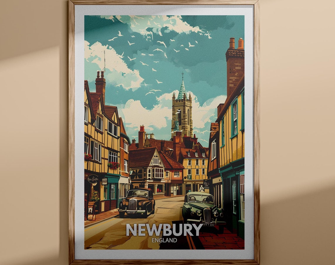 Newbury Print Newbury Poster Uk Wall Art England Wall Art Decor British Travel Poster United Kingdom Print England City Art