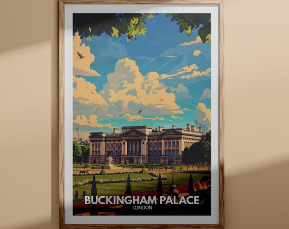 Buckingham Palace Print Buckingham Palace Poster Uk Wall Art London Wall Art Decor London Travel Poster England Travel Poster