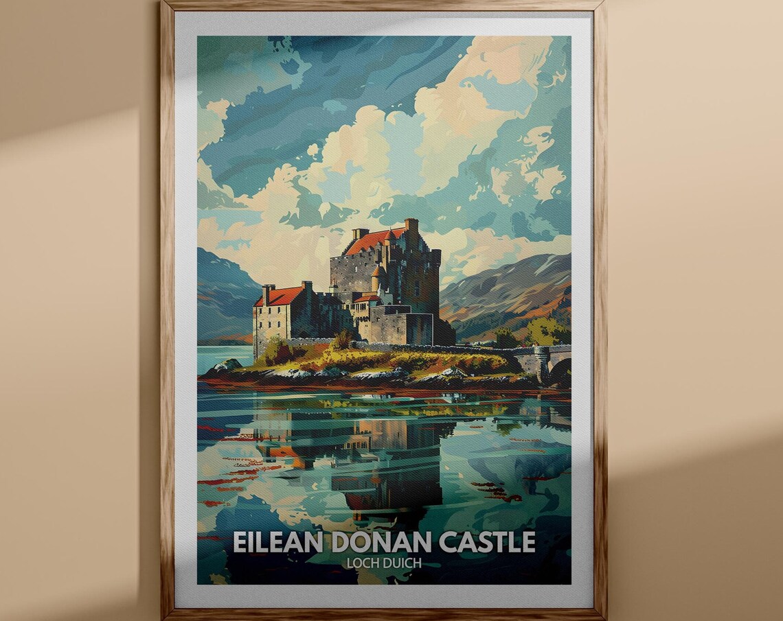 Eilean Donan Castle Loch Duich Highland Loch Vintage Travel Poster