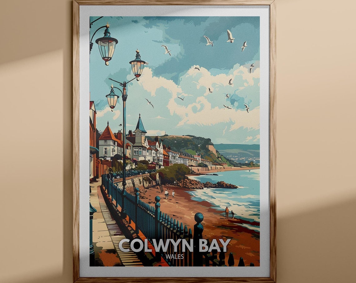 Colwyn Bay Print Colwyn Bay Poster Uk Wall Art Wales Wall Art Decor Uk Travel Poster United Kingdom Print Wales City Art