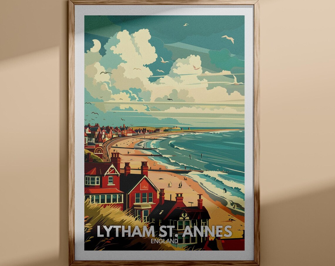 Lytham St Annes England Beach Red Brick Houses Seaside Poster