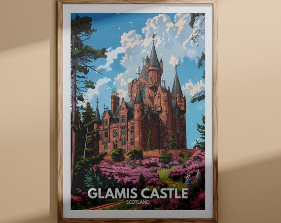Glamis Castle Print Glamis Castle Poster Scotland Castle Wall Art Decor Scotland Castle Travel Poster United Kingdom Castle