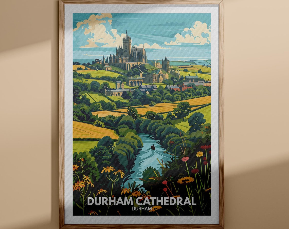 Durham Cathedral Riverside Meadows Wildflowers England Poster
