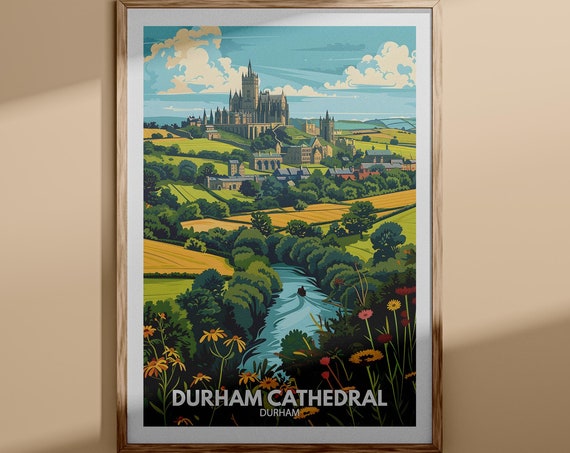 Durham Cathedral Print Durham Cathedral Poster Uk Wall Art Durham Wall Art Decor Durham Travel Poster England Travel Poster
