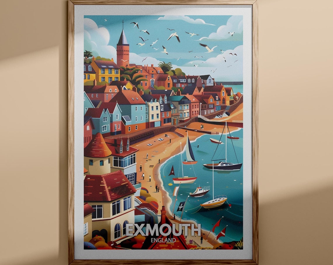 Exmouth Print Exmouth Poster Uk Wall Art England Wall Art Decor British Travel Poster United Kingdom Print England City Art