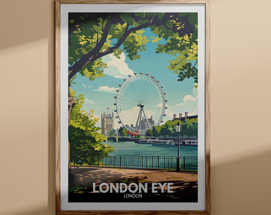 London Eye London Thames Riverside Wheel Landmark Travel Poster