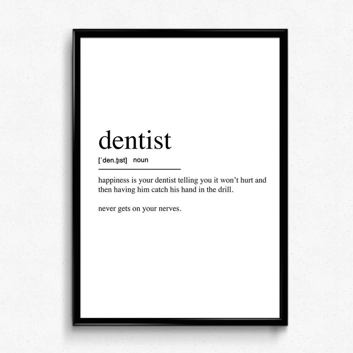 Dentist Definition, Modern Minimalist Art Print