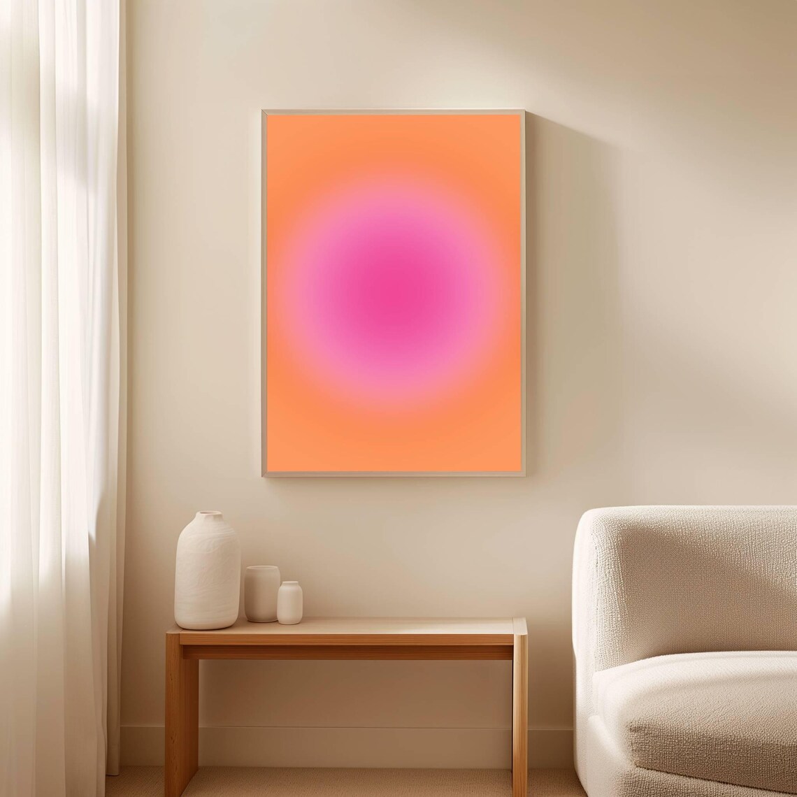 Aura Print No. 1, Pink and Orange Trendy Art Print - Image 2