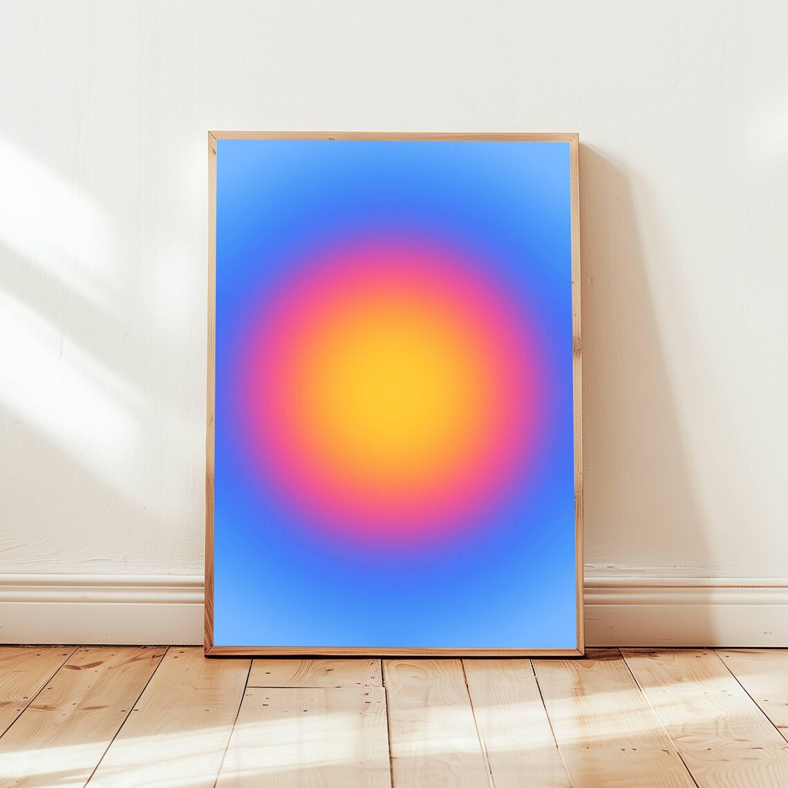 Blue Pink Aura Gradient Glow Minimalist Dreamy Abstract Art Poster