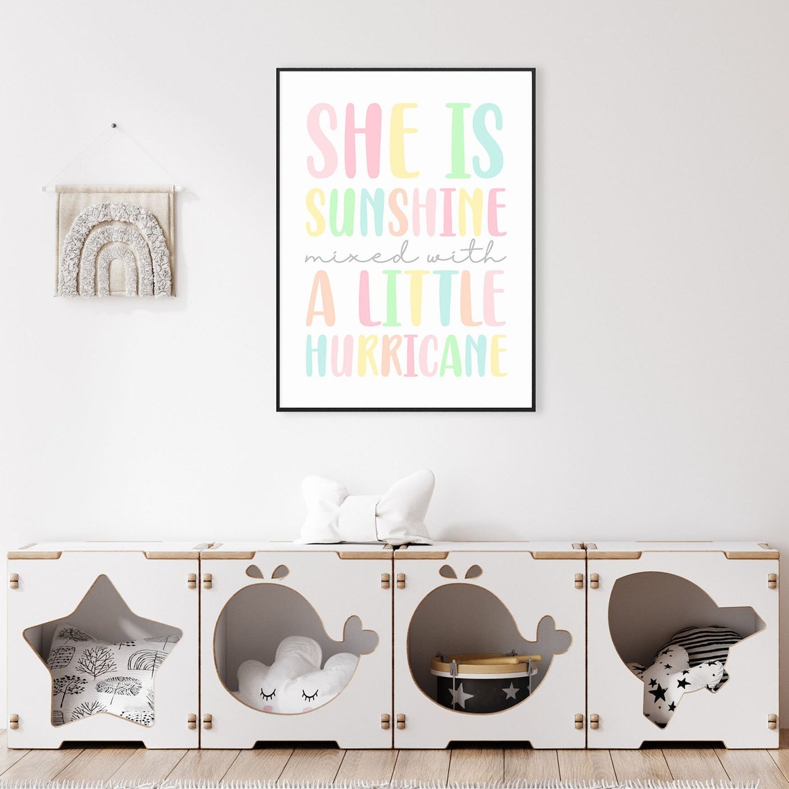 Girl Nursery Print She Is Sunshine Mixed With A Little Hurricane Baby Girl Room Art Nursery Wall Art Girl Quote Toddler Room Decor Girl - Image 2