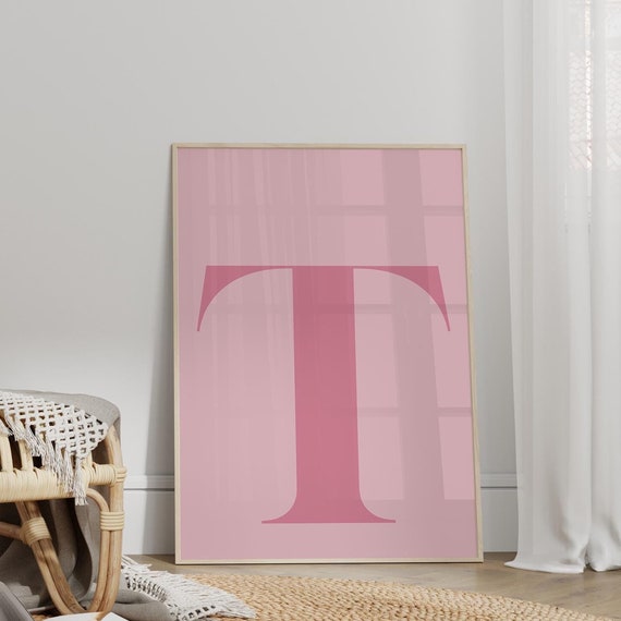 Letter T Poster T Initial Big Letters For Wall Alphabet Letter Art Letters For Nursery Pink Wall Art Pastel Poster Teen Room Decor