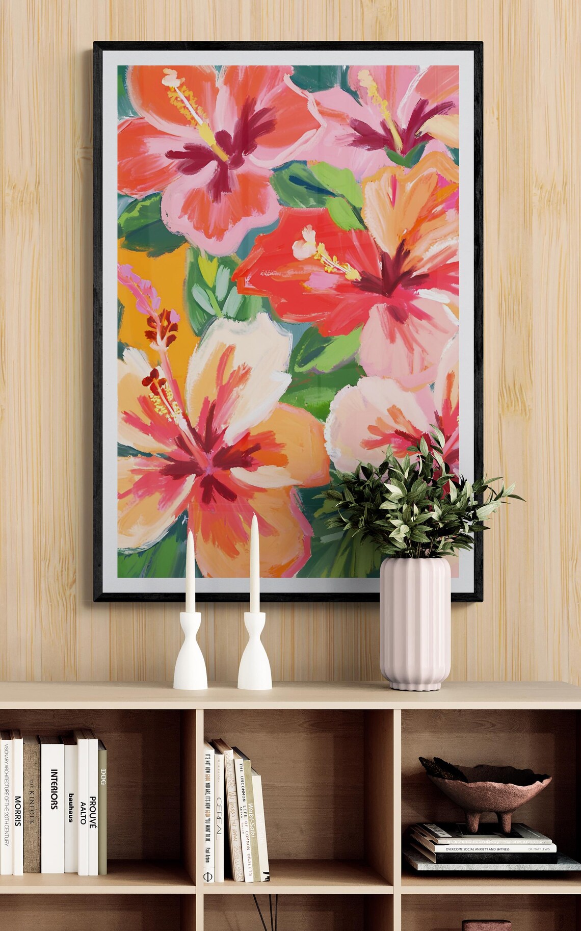 Hibiscus Flowers Floral Art Flower Market Art Print Abstract Painting Peach Hibiscus Floral Art Matisse - Image 3