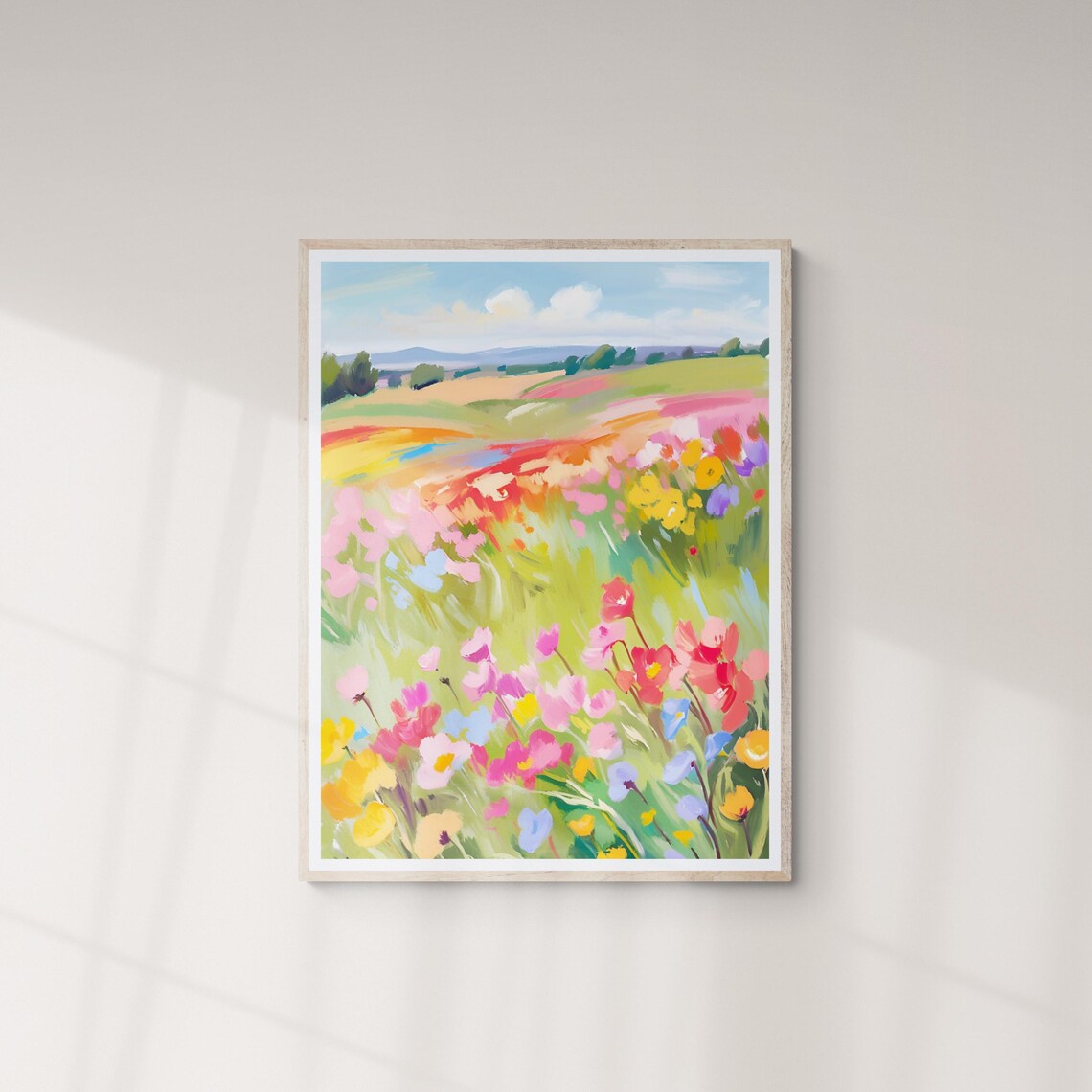 Vibrant Wildflower Meadow Impressionist Floral Landscape Art Poster