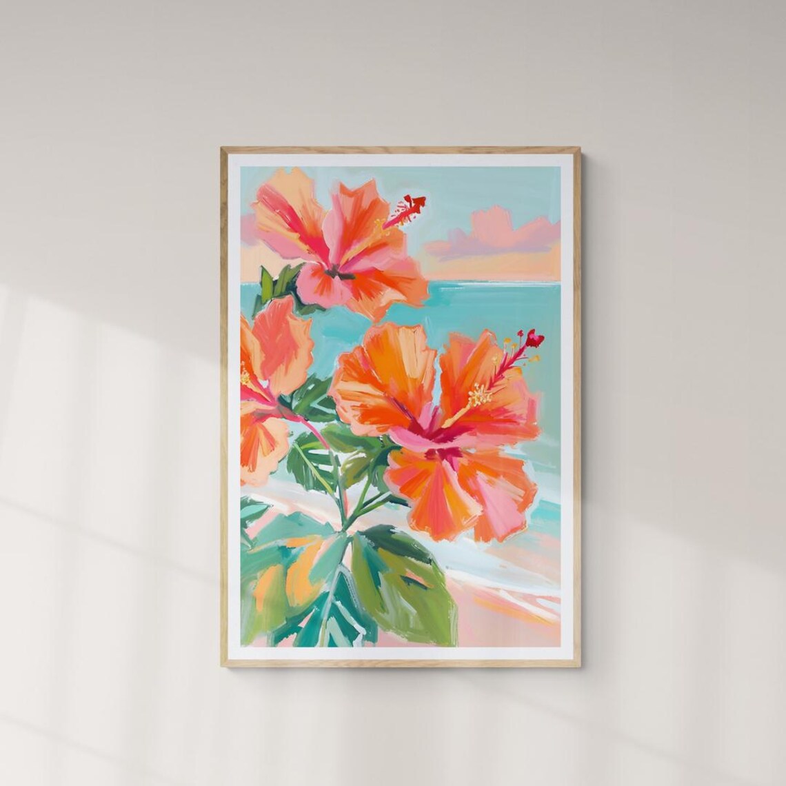 Hibiscus Flowers Floral Art Flower Market Art Print Abstract Painting Peach Hibiscus Floral Art Matisse