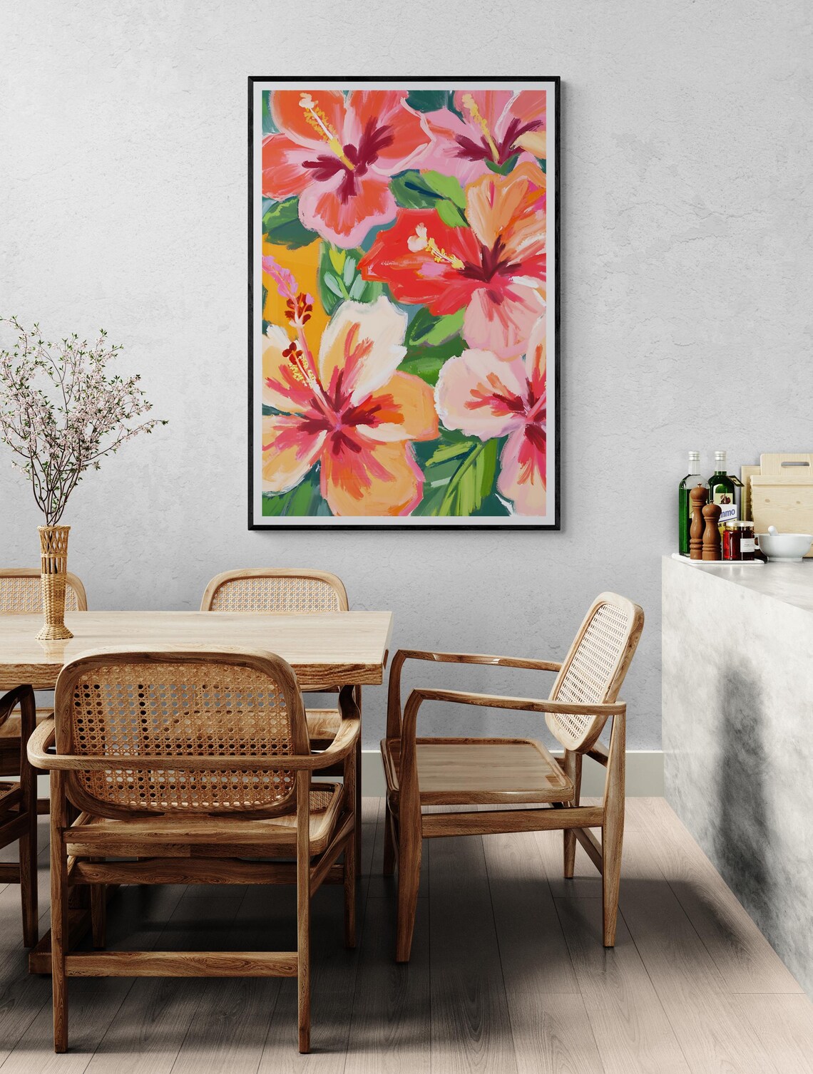 Hibiscus Flowers Floral Art Flower Market Art Print Abstract Painting Peach Hibiscus Floral Art Matisse - Image 4