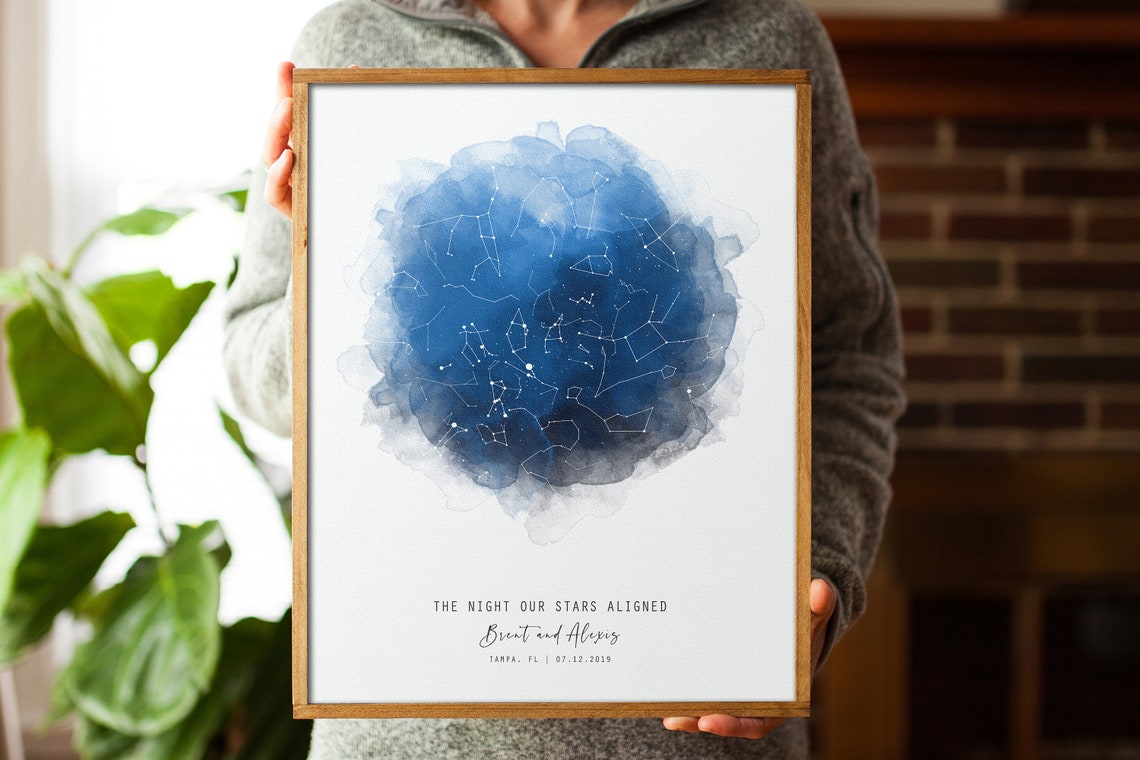 Star Map Night Sky, Celestial Art Print