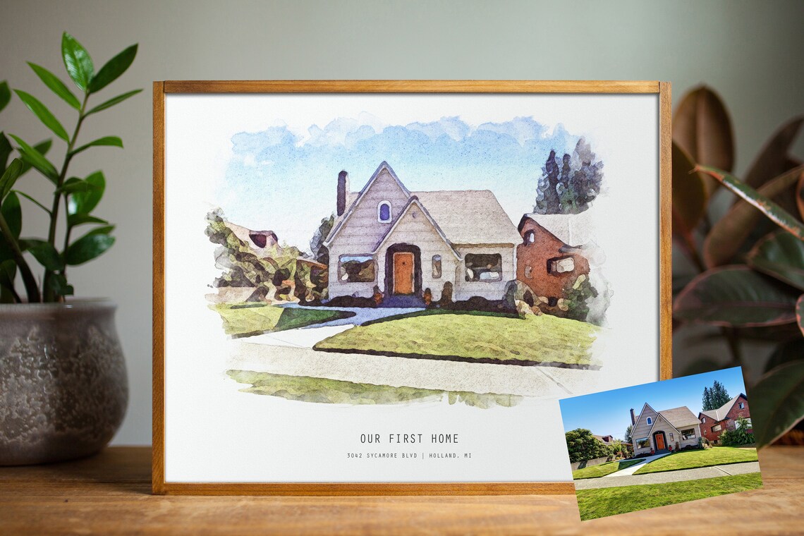 Custom House Painting, Personalized Watercolor Portrait