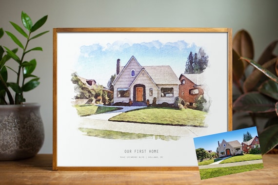Custom House Painting, Personalized Watercolor Portrait