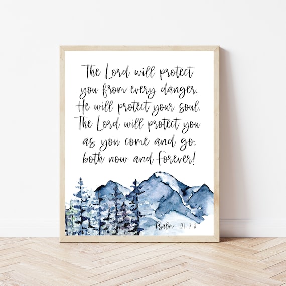 Psalm 121 Bible Verse Wall Art The Lord Will Protect You Christian Mountain Sign Scripture Home Decor Baptism Gifts