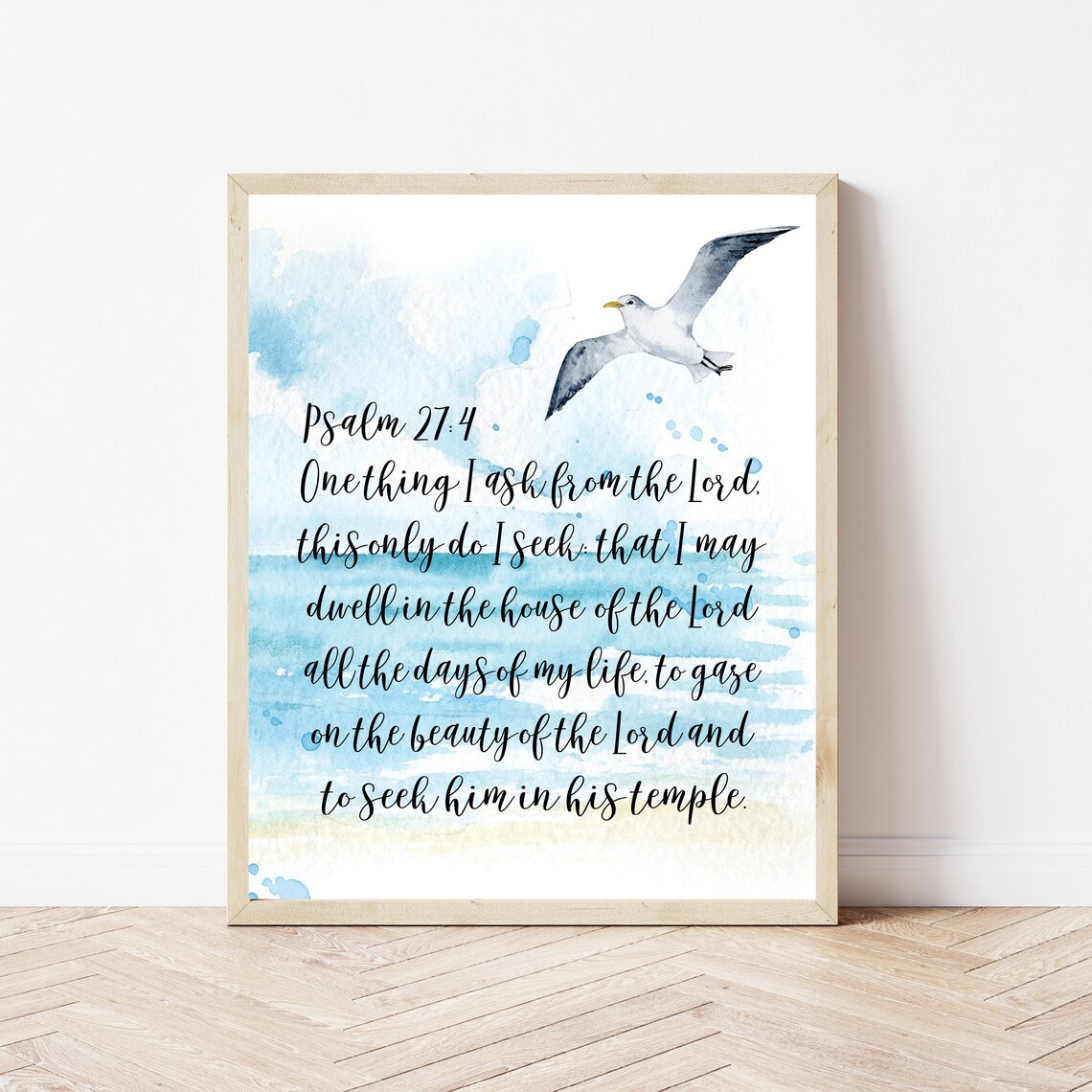 Psalm 27:4 Dwell in the House of the Lord Seagull Ocean Poster