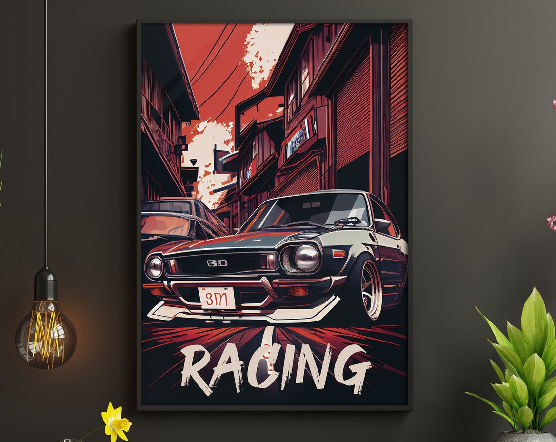 Jdm Car Poster Tokyo Street Racing Old 90s Japanese Sport Car Print Wall Art Aesthetic Car Poster Boys Bedroom Decor Print