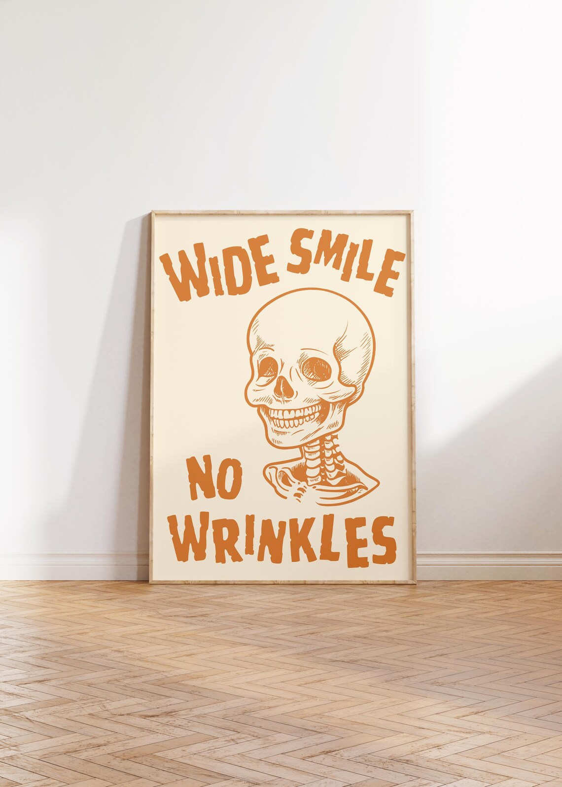 Wide Smile No Wrinkles Funny Halloween Skeleton Skull Poster - Image 5