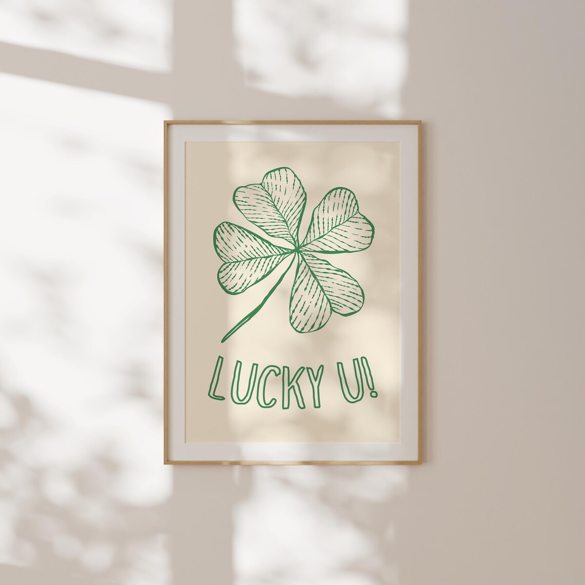 Lucky You Minimalist St Patricks Day Shamrock Art Print - Image 3